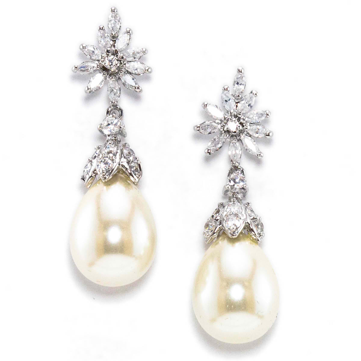 Felice Elegant Cubic Zirconia and Freshwater Pearl Drop  from Anna Bellagio.