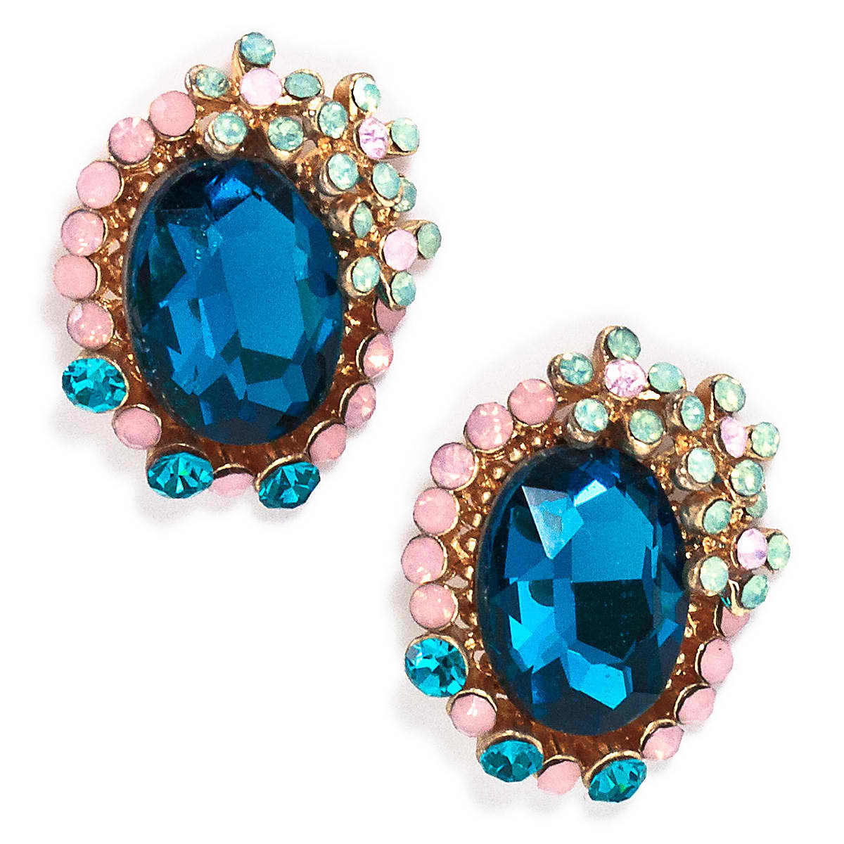Elena Blue Zirconuim and Opal Mix Swarovski Crystal Flower Earring from Anna Bellagio.