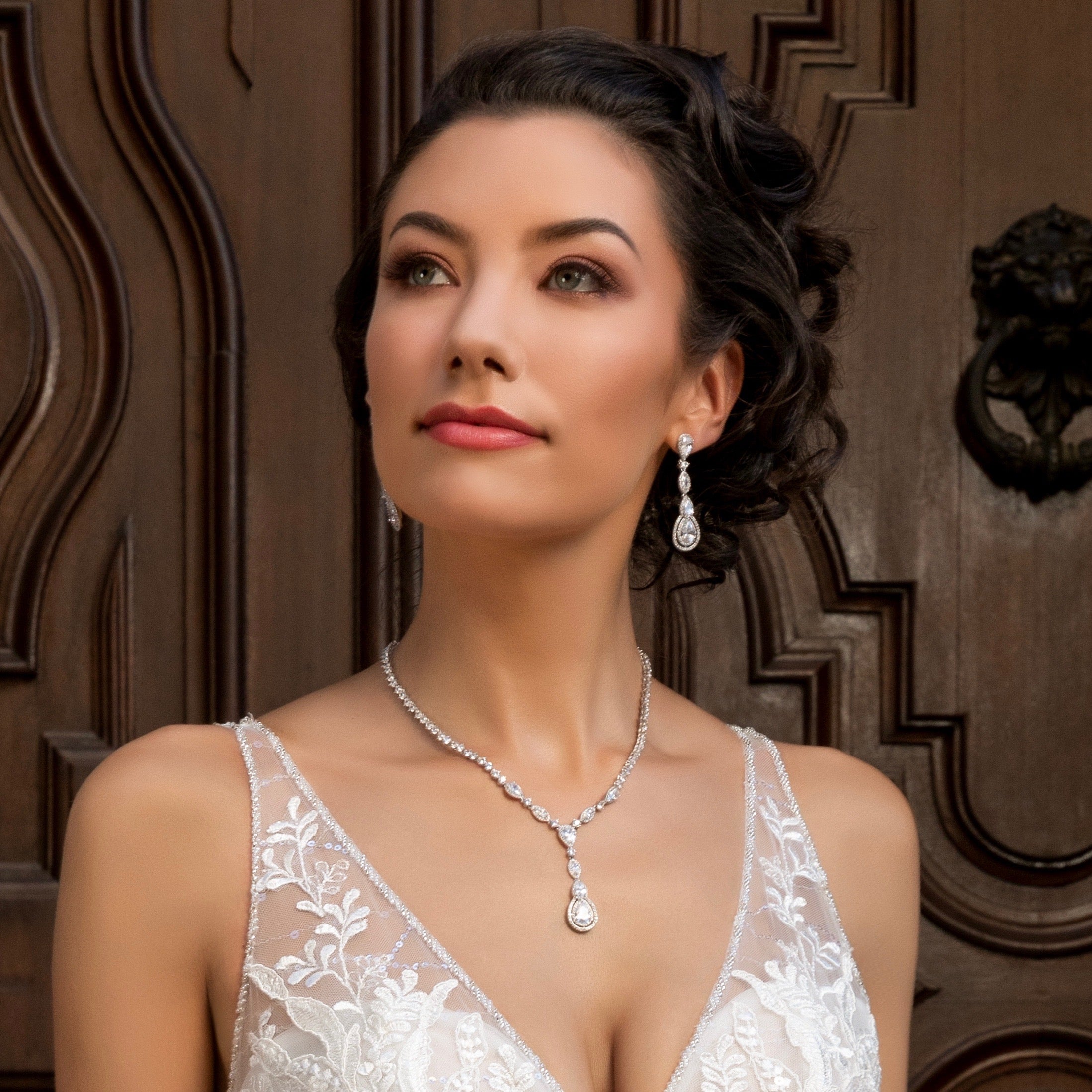 Airelle Cubic Zirconia Necklace on a beautiful model.