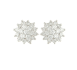 Dahlia Floral Stud Earrings | Anna Bellagio Cubic Zirconia clustered in a floral stud pattern.