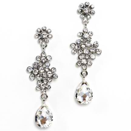 Andrea Swarovski Clear Crystal Flower Earrings