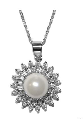 Beatriz Pearl and Crystal Pendant Necklace from Anna Bellagio