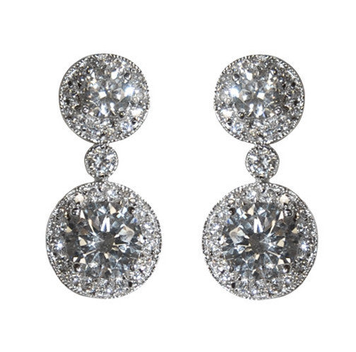 Carolina Cubic Zirconia and Crystal Double Halo Drop Earring | Anna Bellagio