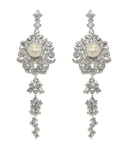 Claribelle Pearl and Pave' Crystal Statement Earring from Anna Bellagio
