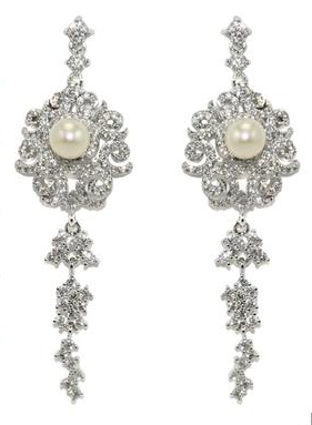 Claribelle Pearl and Pave' Crystals Statement Earrings from Anna Bellagio