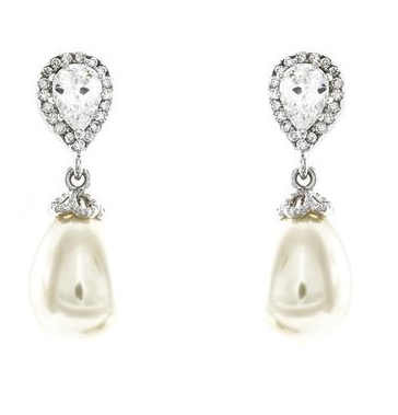 Claudia Pearl Dangle Bridal Earrings from Anna Bellagio