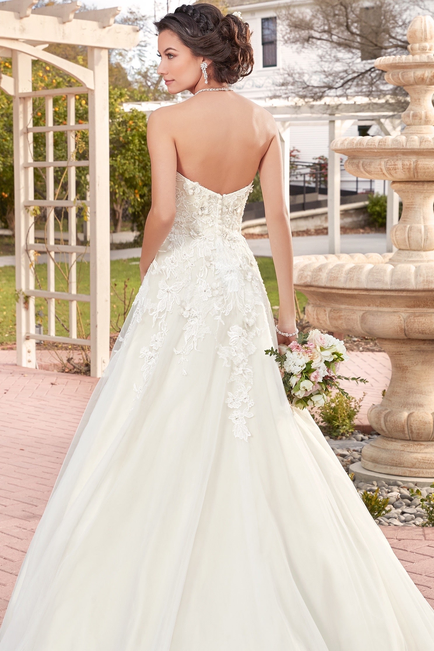 Daniela Floral Statement Earrings paired with the Romy Gown from KKC