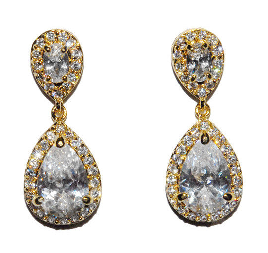 Elsa Gold Bridal Drop Earrings from Anna Bellagio.