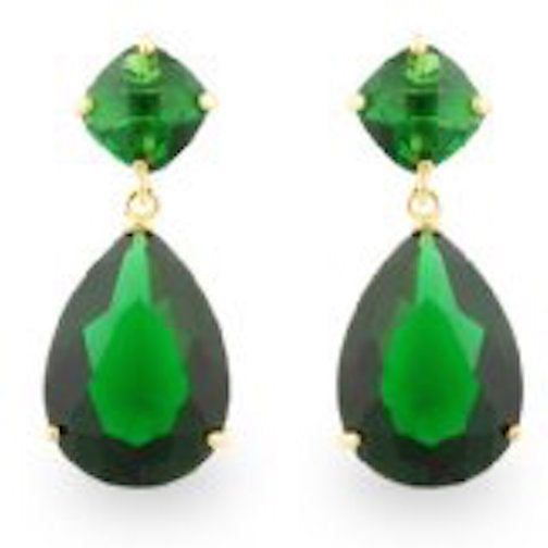 Emerald Green Cubic Zirconia Drop Earrings from Anna Bellagio