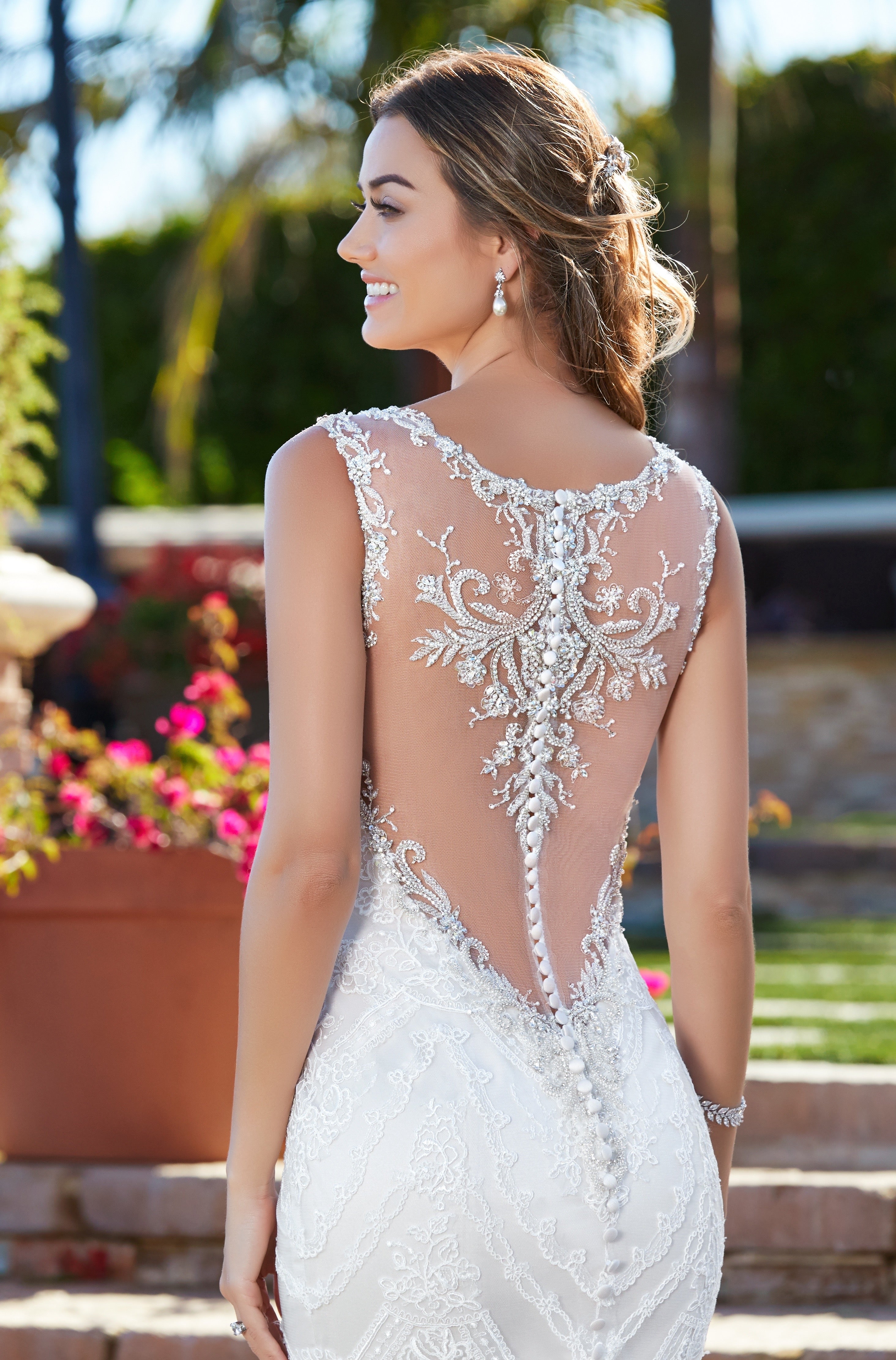Felice Earrings with Kitty Chen Bridal Gown
