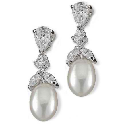 Felina Cubic Zirconia Earrings from Anna Bellagio Pearl dangle drops