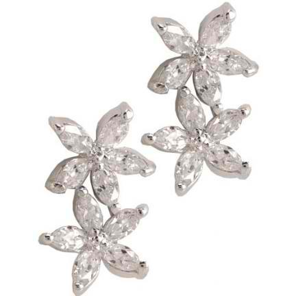 Fiorella Double Flower Swarovski Crystal Earrings