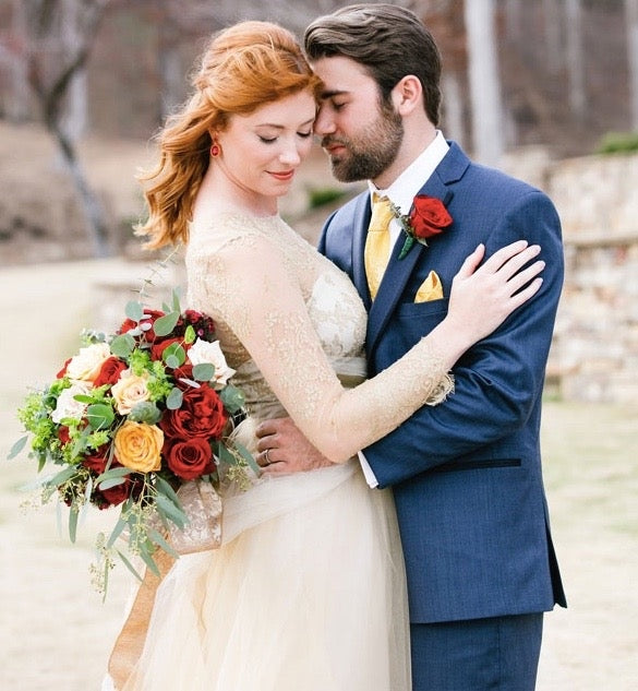Giada Red/Siam Gold Drop Earrings on Model Beauty and the Beast Shoot