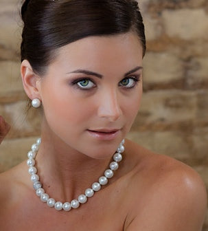 Sasha Pearl and Crystal Ball Clasp Necklace | Anna Bellagio