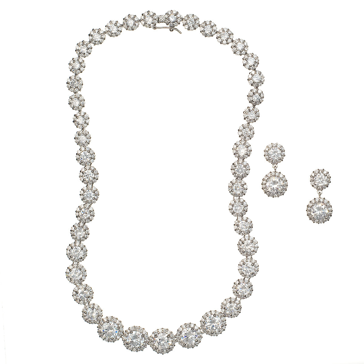 Amelia Floral Cubic Zirconia Necklace and Earring Set