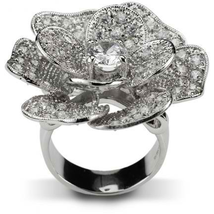Cubic zirconia flower ring discount