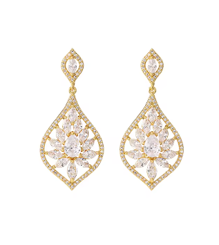 Chana Gold Cubic Zirconia Dangle Earrings from Anna Bellagio