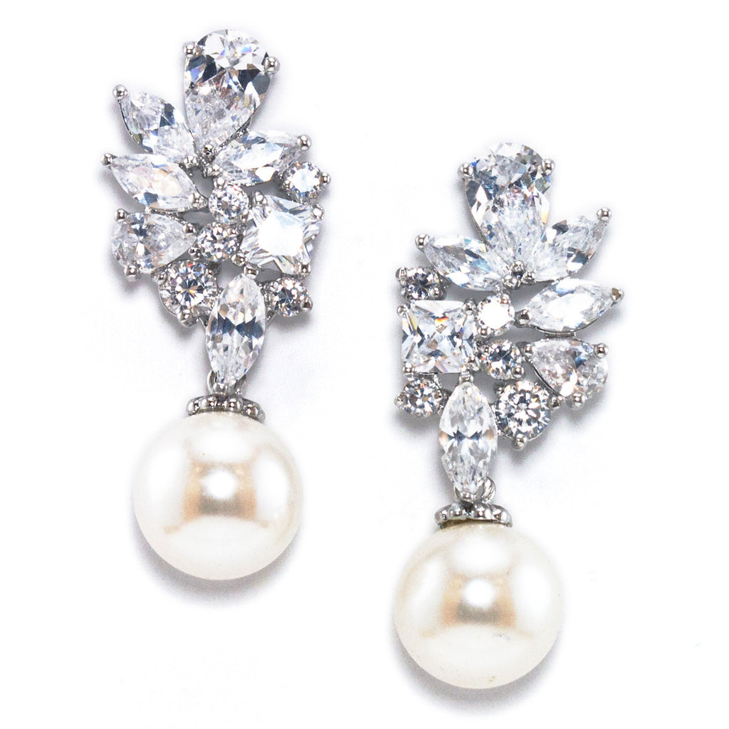 Luisa Floral Freshwater Pearl Bridal Earrings | Anna Bellagio