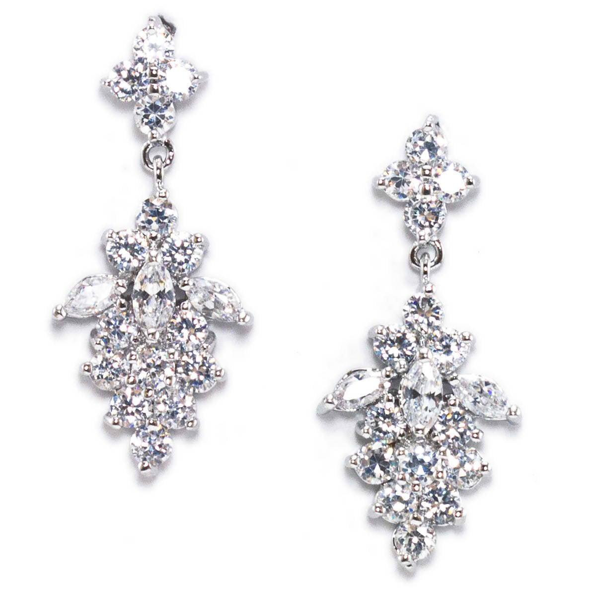 Ferida Floral Cubic Zirconia Cluster Bridal Earring 
