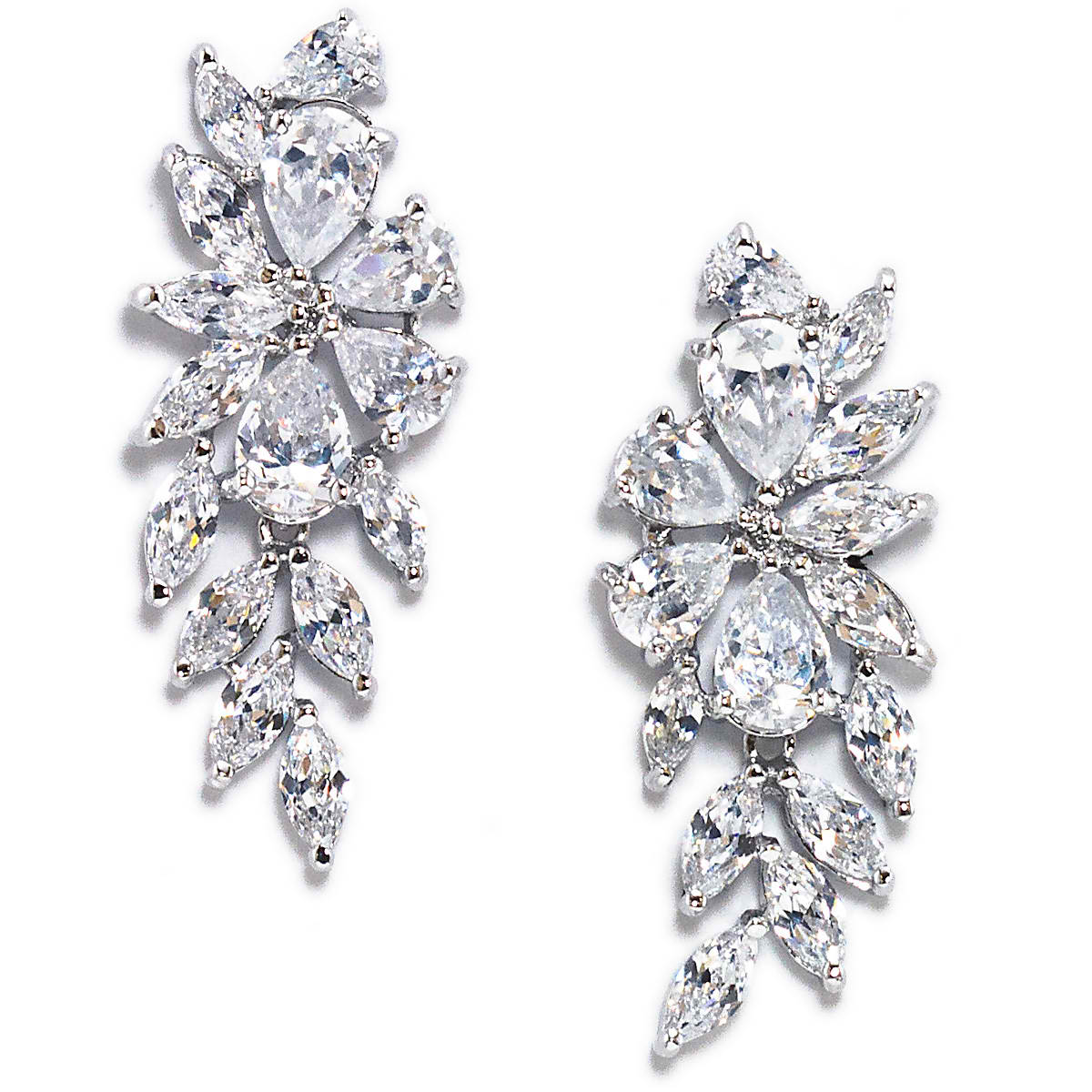 Gold Plated Sterling Silver Cubic Zirconia Marquise Drop Earrings