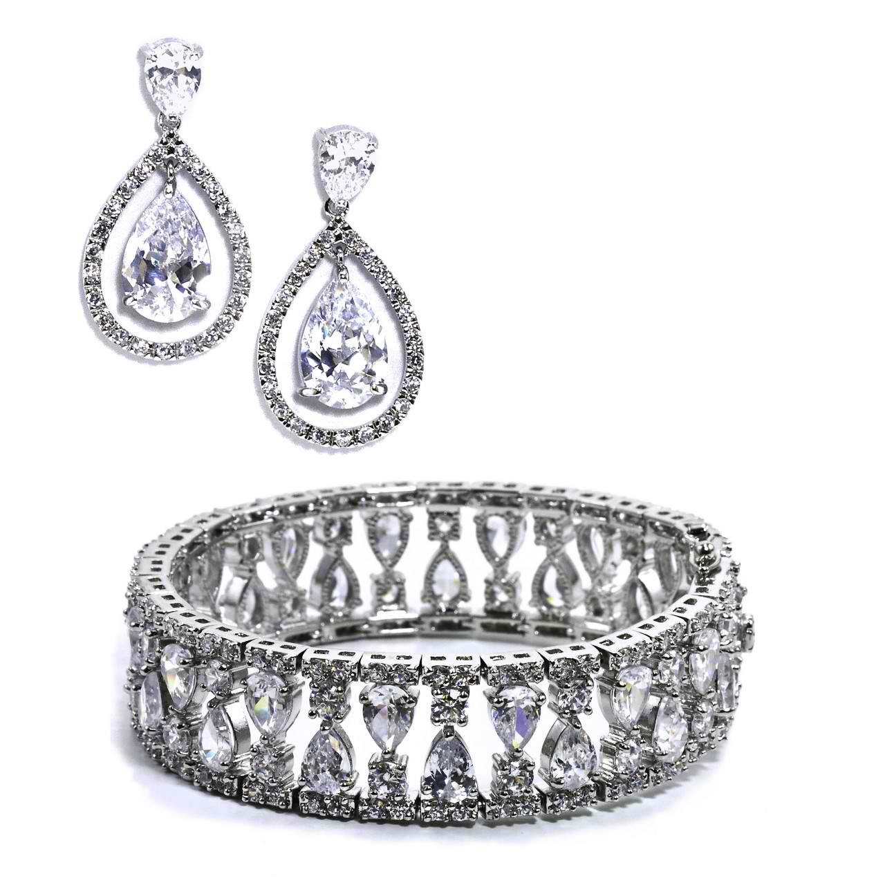 Regan Elegant Bridal Earring and Bracelet Set 