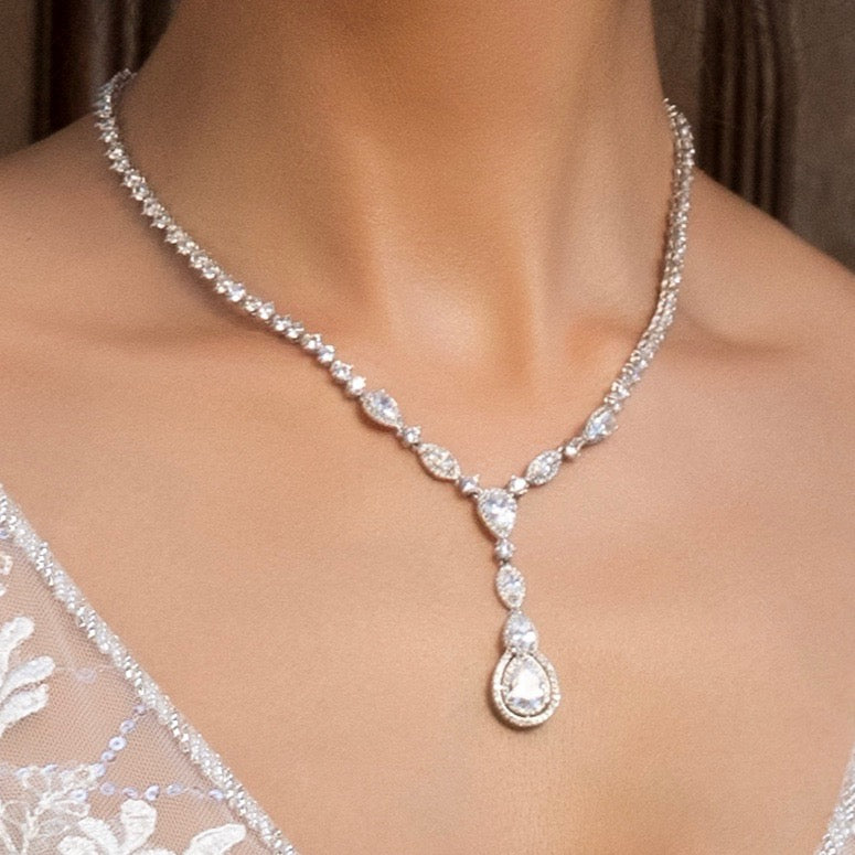 Simply Silver Sterling Silver 14ct Gold Cubic Zirconia Necklace - Jewellery  from Jon Richard UK