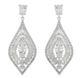 Anna Kara Statement Earrings Cubic Zirconia in set in a Silver Plating Oval shaped