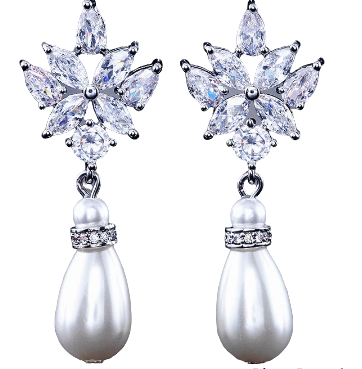 Julia Floral Tear Drop Pearl Earrings | Anna Bellagio