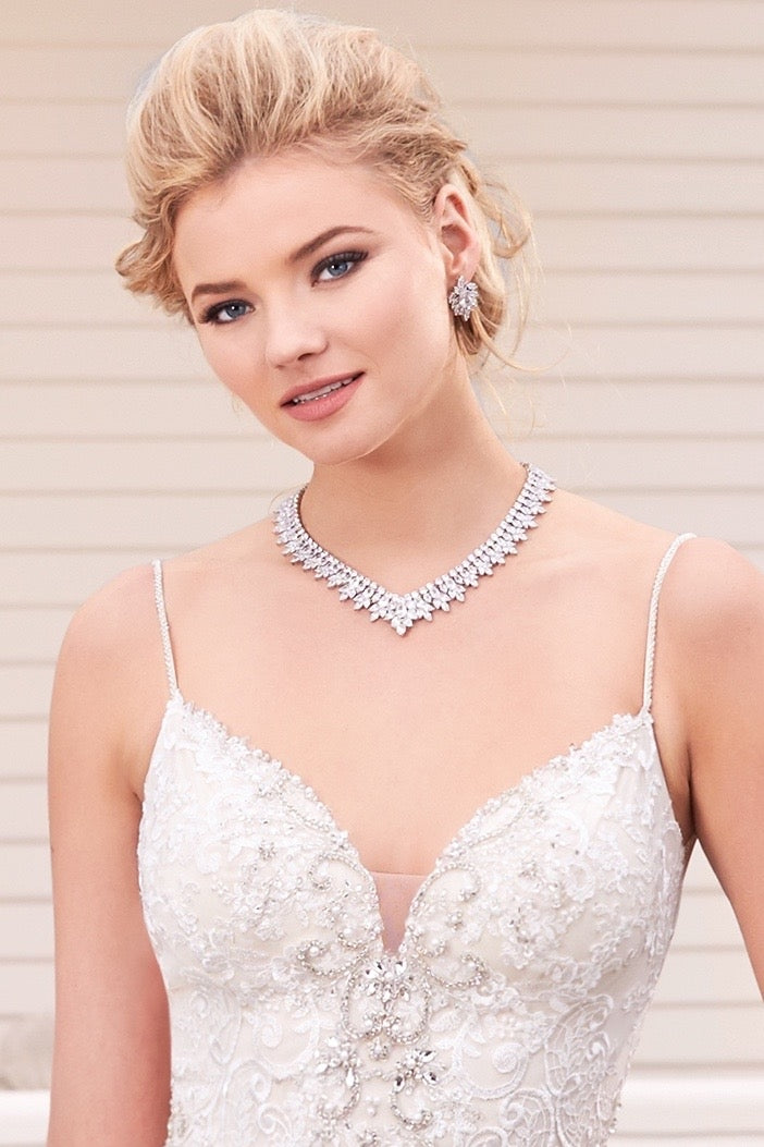 Beronice Cluster Earrings on Model Sarrana Kitty Chen Couture Gown