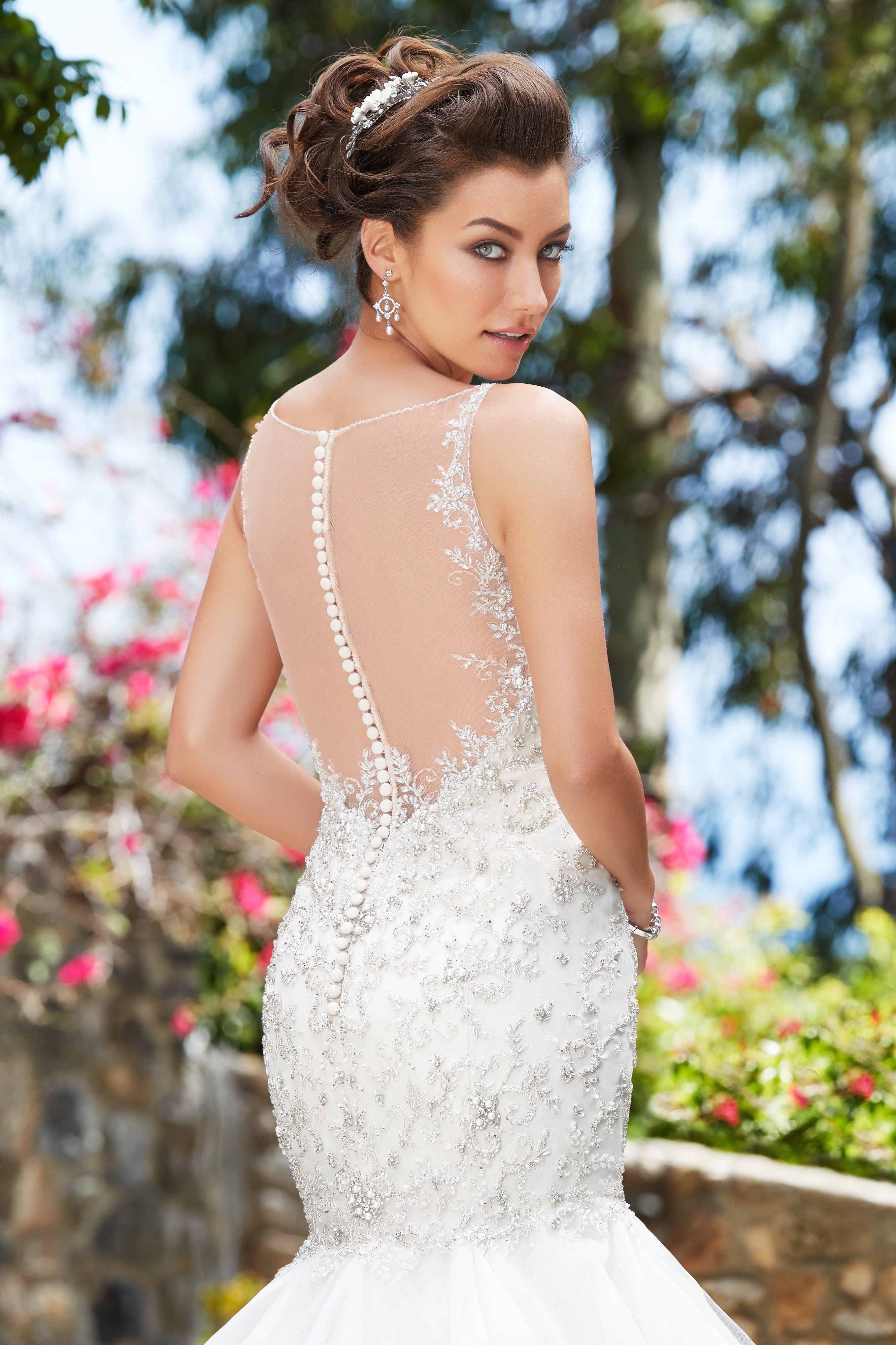 Blanche Earrings on Model Willow Gown KKC