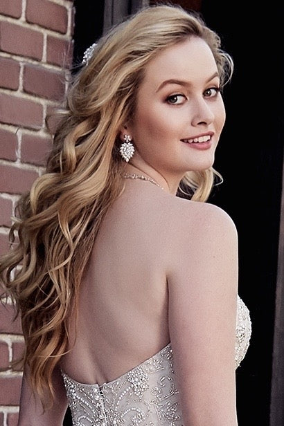 Bluma Floral Statement Earring | Anna Bellagio model image