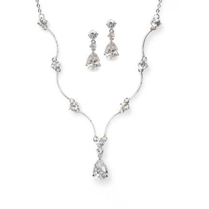 Caitlyn Cubic Zirconia Necklace and Earring Set  | Anna Bellagio 
