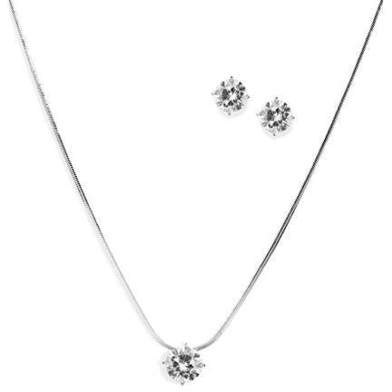 Three Layer Cubic Zirconia Necklace and Earrings Bridal Jewelry Set |  Little Luxuries Designs