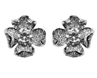 Dogwood Pave' Crystal Stud Earring from Anna Bellagio 