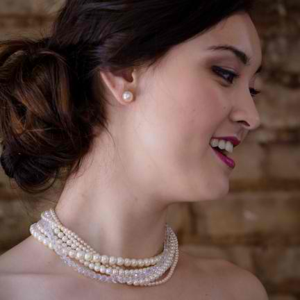 Eleanora Necklace and Earring Set on Bride