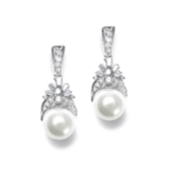 Ettiene Pearl and Crystal Bridal Drop Earrings from Anna Bellagio