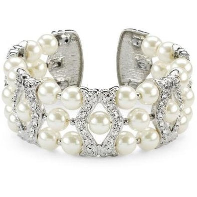 Farris White Pearl and Crystal Cuff Bracelet