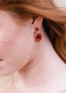 Giada Red Crystal Gold Drop Earrings