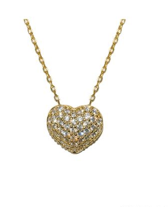 Pave puffed store heart necklace