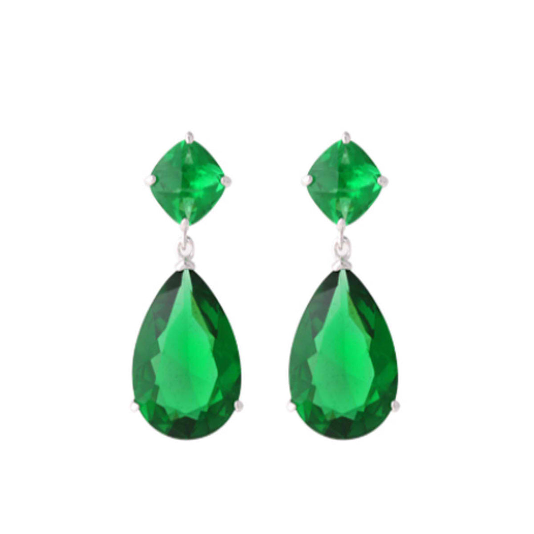 emerald green dress earrings Nona Emerald Green Bermuda Sterling Silver Drop Earrings