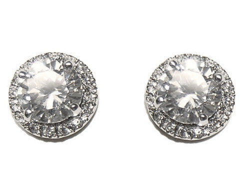 Halo Petite Cubic Zirconia Stud Earrings