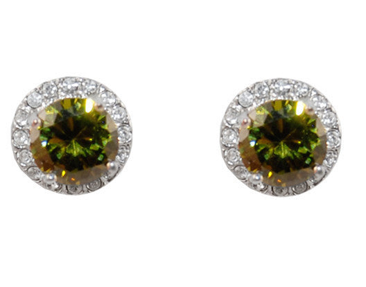 Halo Olive Crystal Petite Stud Earrings Anna Bellagio