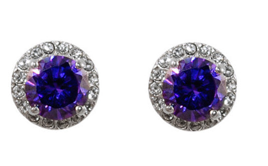 Halo Violet Crystal Petite Stud Earring