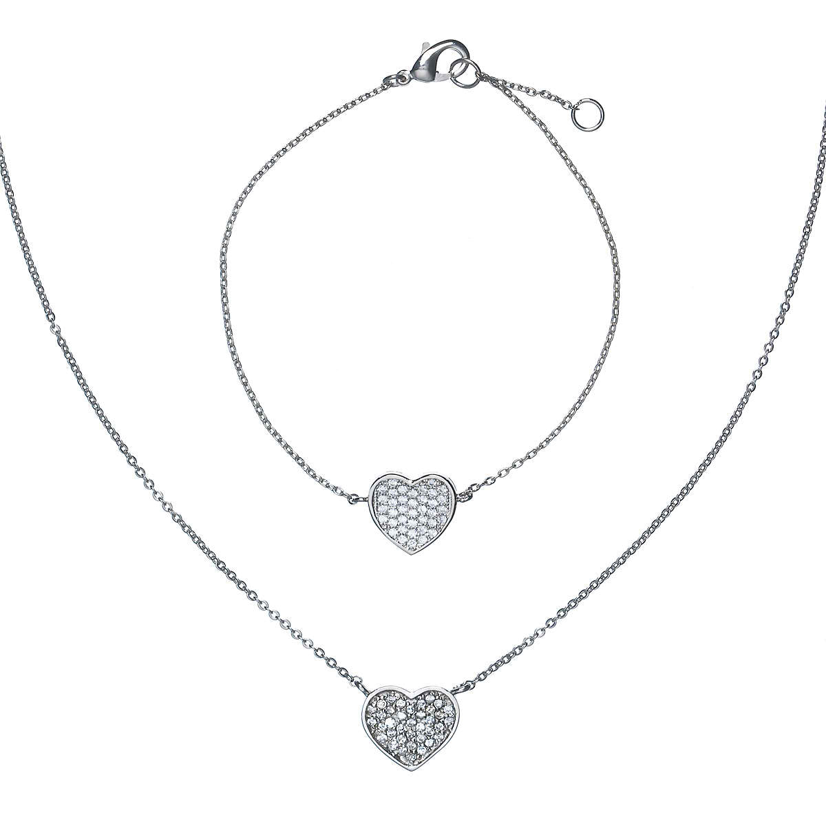 Heart Pave' Crystal Bracelet and Necklace Set 