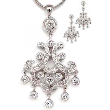 Mariah Cubic Zirconia Chandelier Necklace and Earring Set 