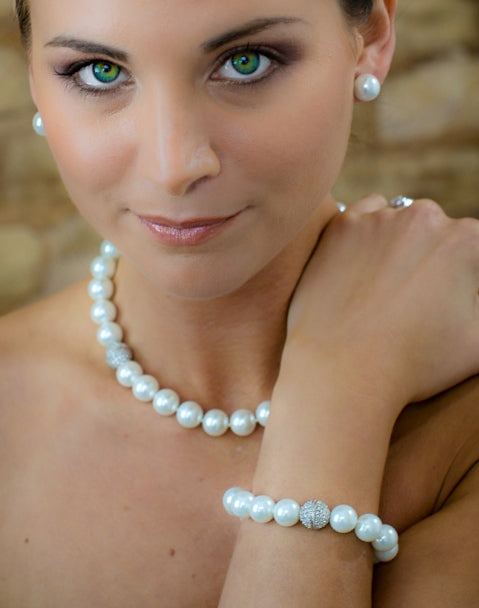 Pearl necklace best sale and bracelet set