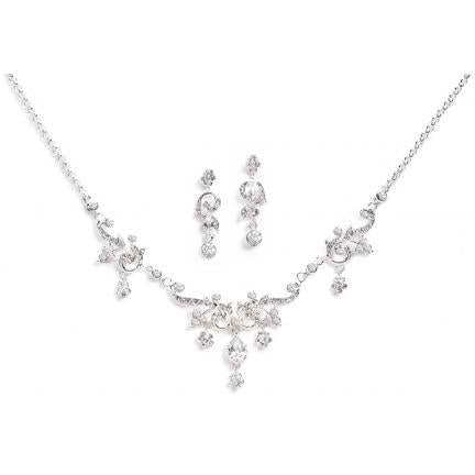 Priscella Cubic Zircona Necklace and Earring Set 