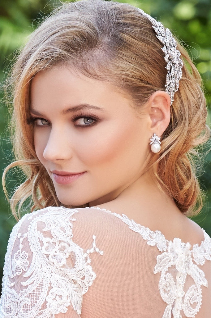 Cubic Zirconia Drop Crystal/Diamond Earrings, Long Bridal Jewelry, Bri –  TheMillenniumBride