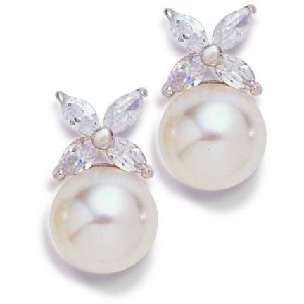 Rosa Cubic Zirconia and Pearl Earrings 