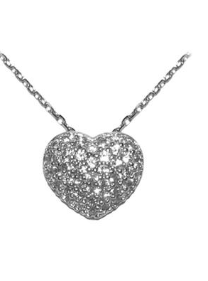 Pave puffed heart necklace on sale